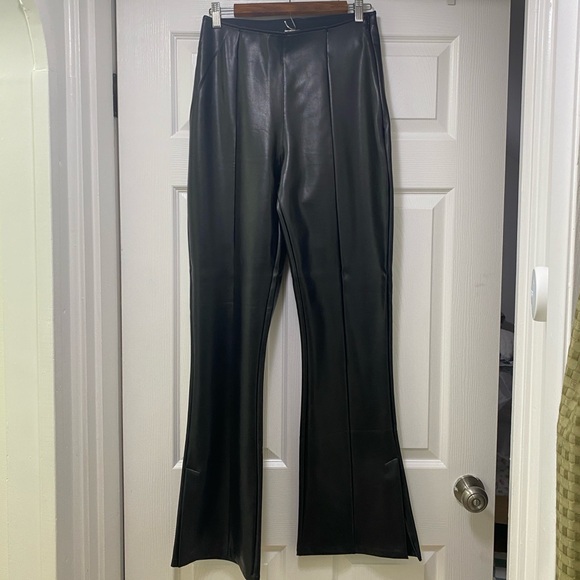 Abercrombie & Fitch Pants - abercrombie & fitch curve love vegan leather split leg flare pants M long black